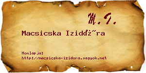 Macsicska Izidóra névjegykártya